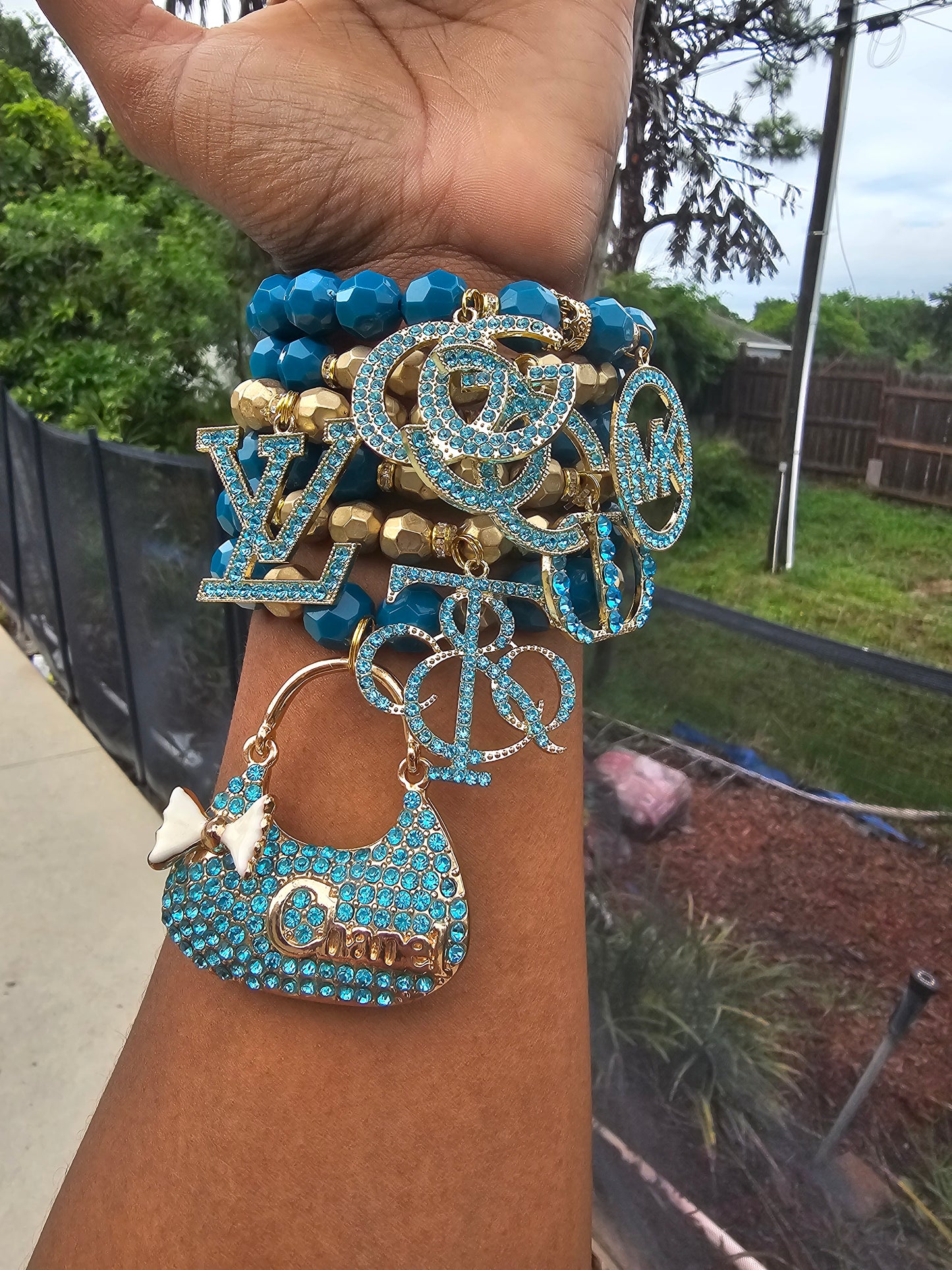 Teal and gold 6 stack