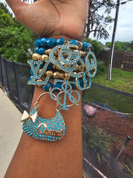Teal and gold 6 stack