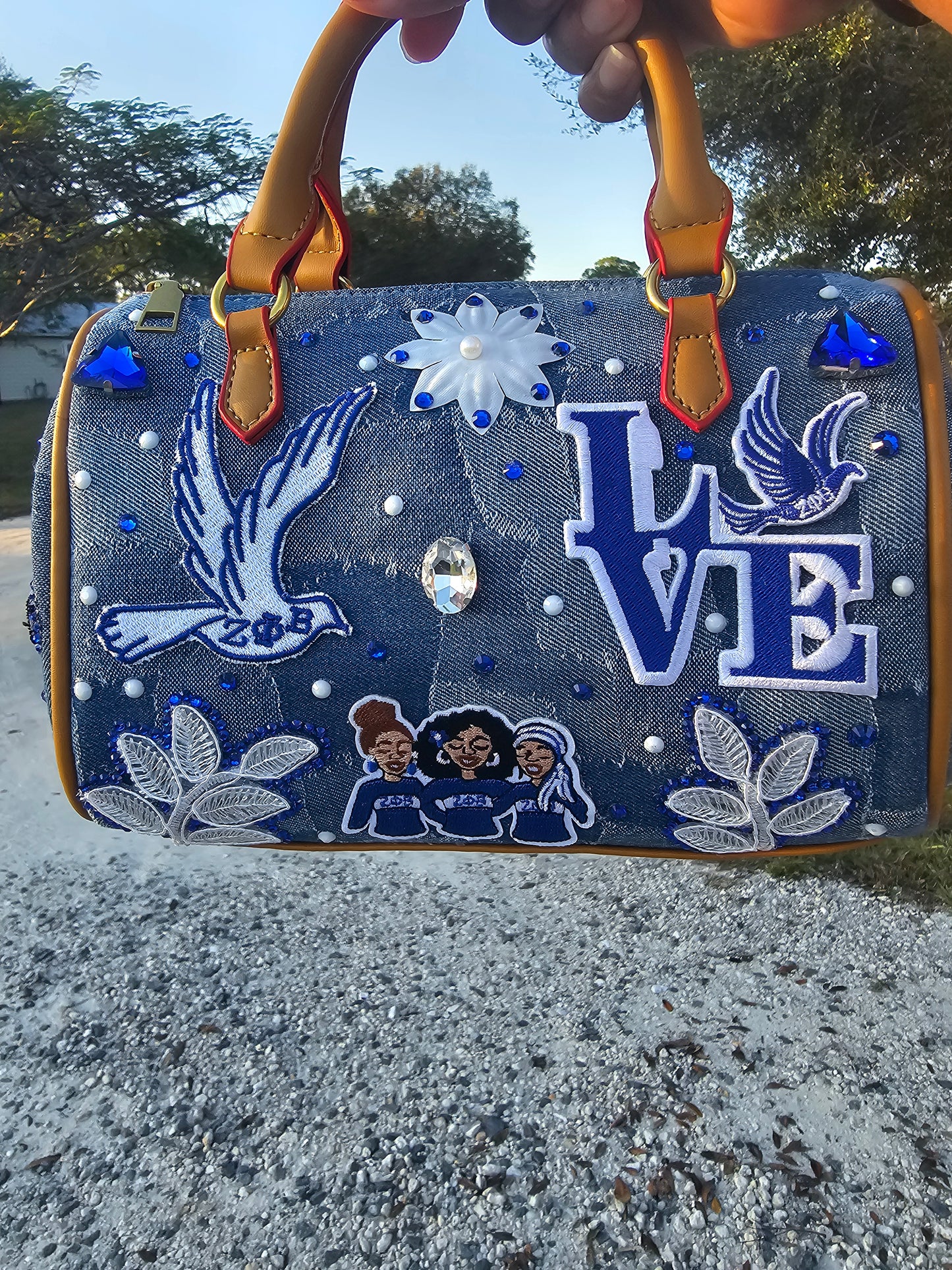 Denim clutch purse