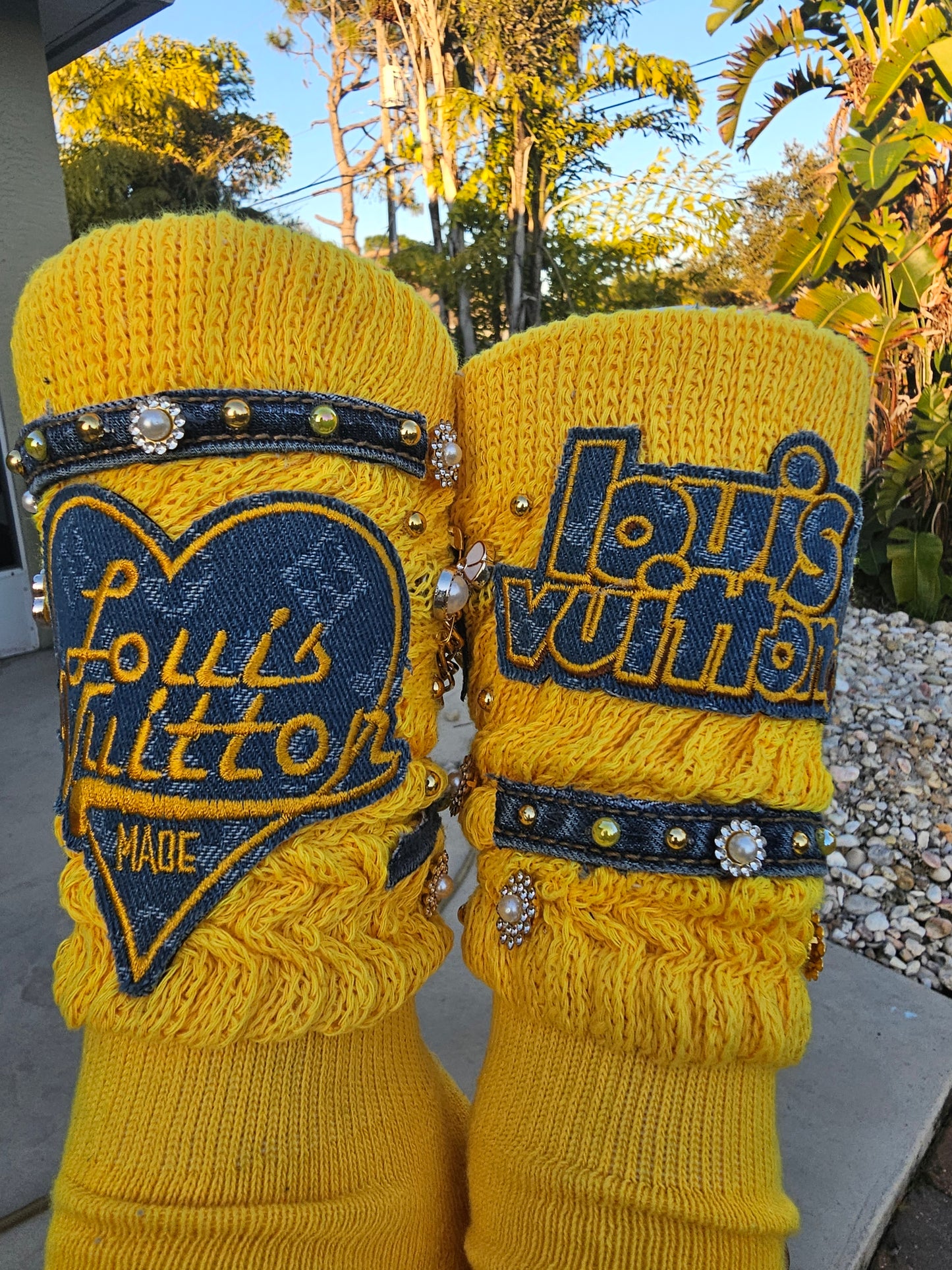 Yellow denim junk sock