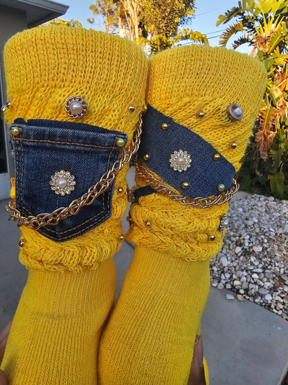 Yellow denim junk sock